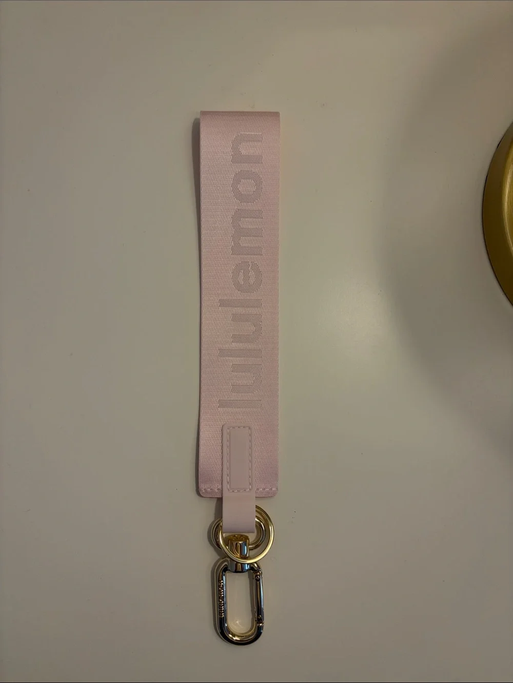 lululemon athletica Light Pink Logo Wristlet with Mixed Metal Hardware